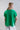 Back view of drawstring side-gathered mercerized cotton T-shirt with relaxed structure and clean contemporary lines.
